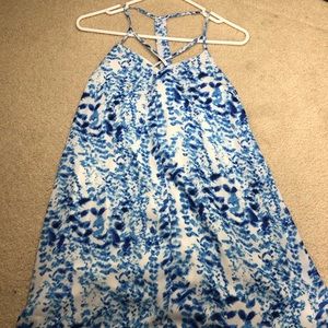 Blue and white dress